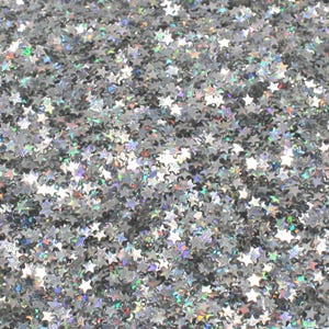 Silver Star Glitter Shimmery Iridescent AB Chunky Color Shift Star Shaped Glitter Solvent Resistant Craft Embellishment, 10/20 Grams - BGL57