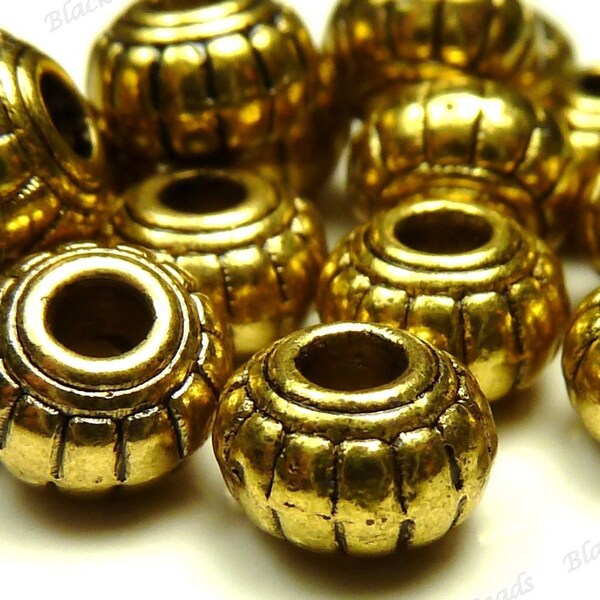 6x4mm Antique Gold Tone Metal Beads - 30pcs - BH14