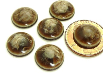 50 Pieces - Chocolate and Vanilla Swirl Flatback Resin Cabochons - 12mm Flat Round Cabs - BF28