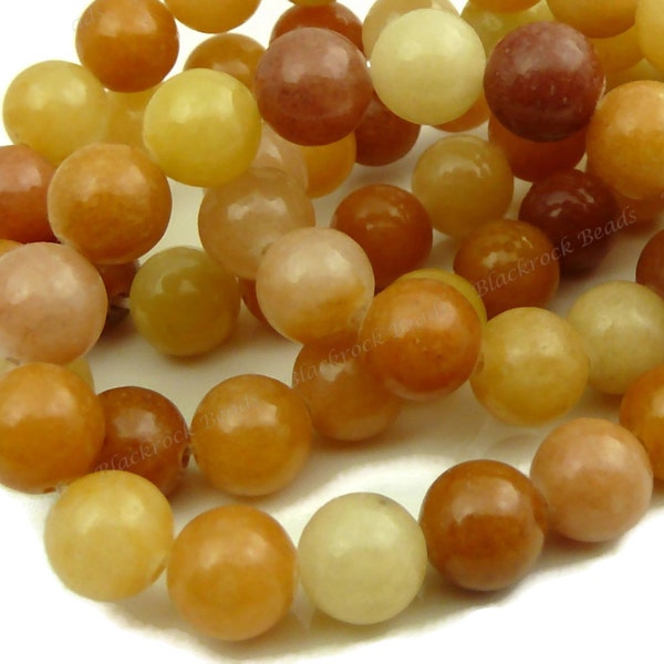 8mm Goldenrod Colonial Jasper Natural Gemstone Beads - 15.5 Inch Strand - Multicolor Smooth Round Beads - BC28