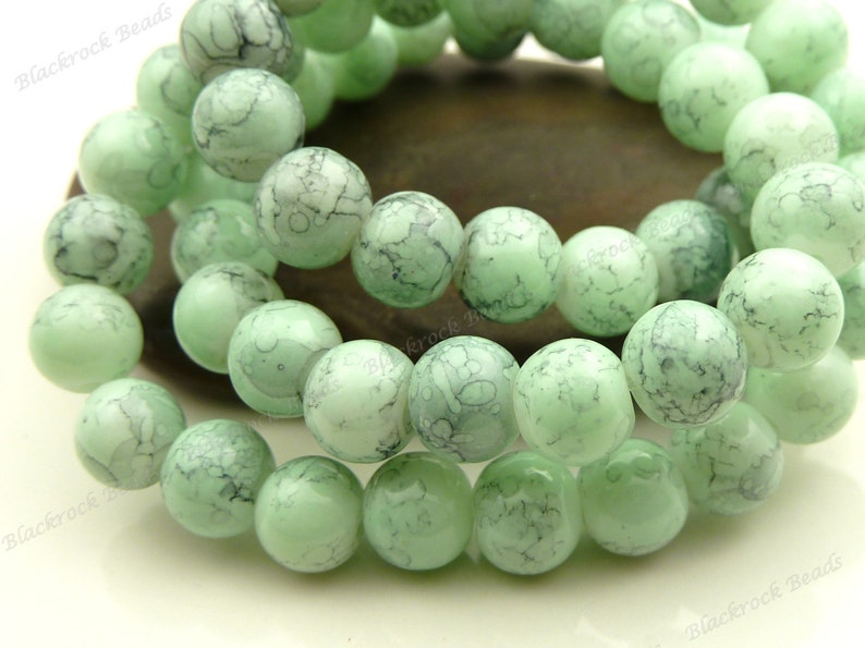 12mm Mint Green and Dark Gray Swirled Round Glass Beads 20 - Etsy