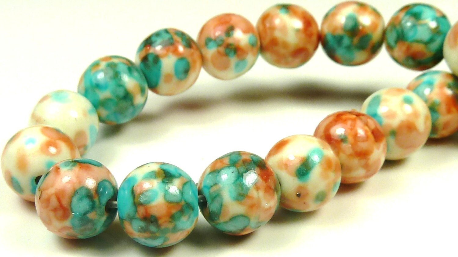 10mm Rain Flower Stone Ocean Jade Round Gemstone Beads 19pcs Etsy