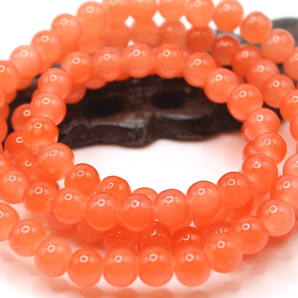 8mm Salmon Round Glass Beads - 25 Pieces - Salmon Jewelry Beads - BP24