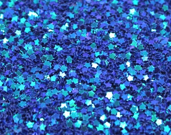 Dark Blue Star Glitter - Shimmering Iridescent AB Chunky Color Shift Glitter, Star Shaped Glitter, Solvent Resistant, 10/20 Grams - BGL20