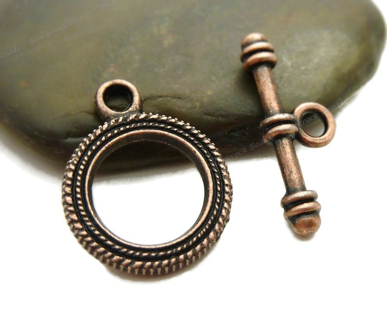 6 Sets Antique Copper Tone Metal Round Ring and Tbar Toggle - Etsy