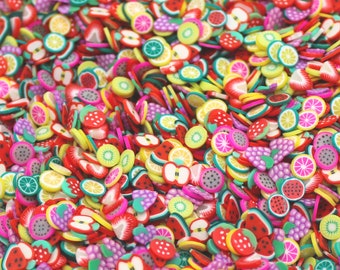 Mixed Fruit Polymer Clay Sprinkles - NOT EDIBLE - Fake Bake Sprinkles, Decoden Sprinkles, Clay Slices, Faux Fruit Clay Slices - BPC41