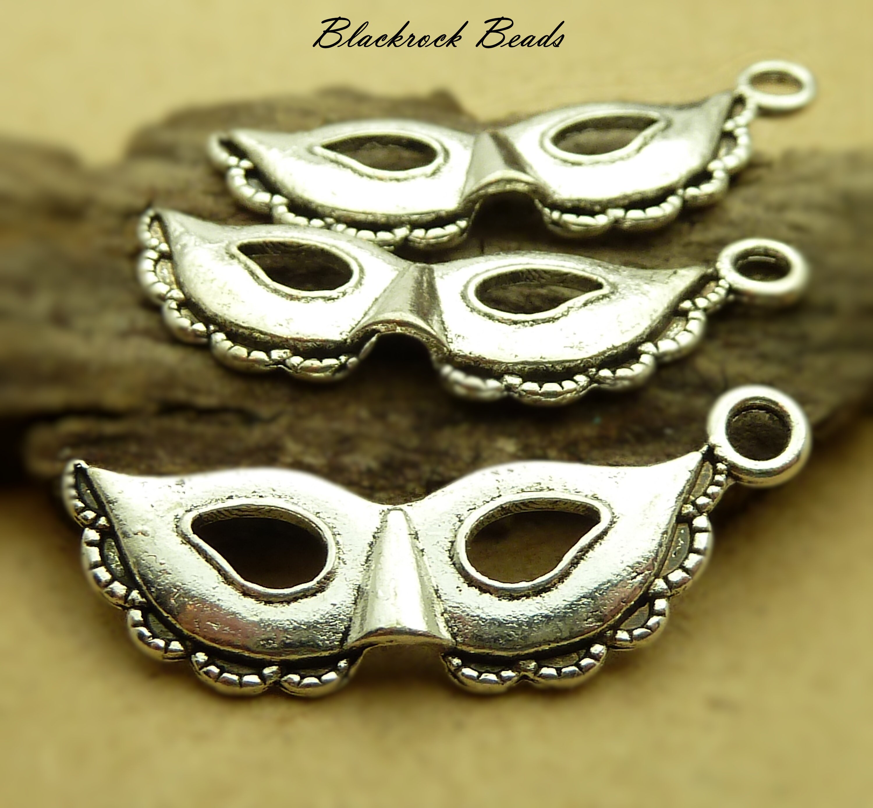 60pcs Mask Charms , Antique Silver Tone, Mardi Gras Charms