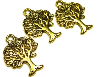 10 Tree of Life Charms - Antique Gold Tone - 21x16mm, Jewelry Supplies and Findings - BT5