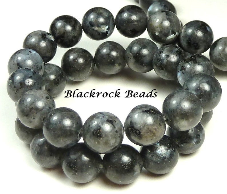 10mm Labradorite Natural Gemstone Beads 15.5 Inch Strand Black, Gray, Round, Opaque, Larvikite BF8 image 5