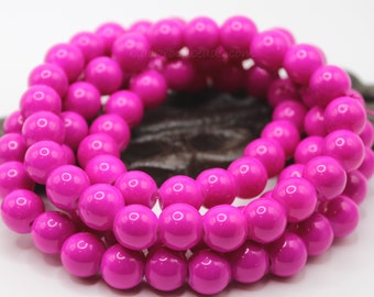 10mm Deep Pink Glass Beads - 20 Pieces - Deep Pink Jewelry Beads - BL8