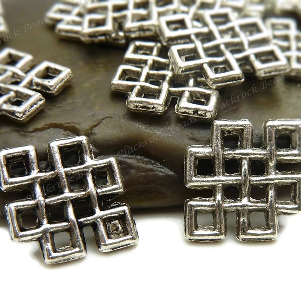 100 Celtic Knot Connectors - Antique Silver Tone - 10x12mm, 2 Sided, Small Necklace Links, Bracelet Connectors, Jewelry Findings - BK10