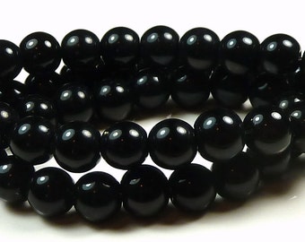 10mm Black Obsidian Natural Gemstone Beads - 15.5 Inch Strand - Round Beads - BC33