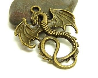 15 pcs Vintage Style Bronze Tone Alloy Ancient Dragon Pendant Charm 30*27*2mm 15 pcs Vintage Style Bronze Tone Alloy Ancient Dragon Pendant Charm 30*27*2mm