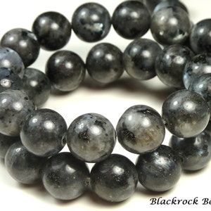 10mm Labradorite Natural Gemstone Beads 15.5 Inch Strand Black, Gray, Round, Opaque, Larvikite BF8 image 1