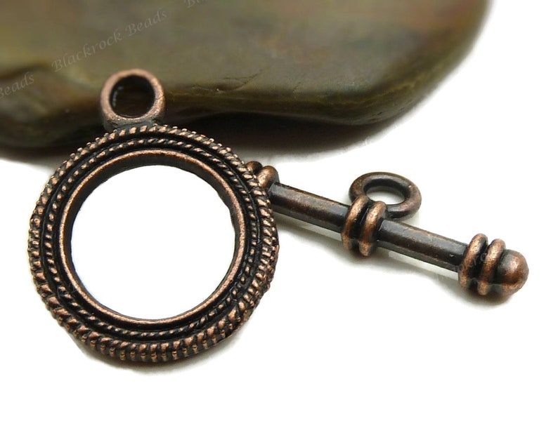 6 Sets Antique Copper Tone Metal Round Ring and Tbar Toggle - Etsy