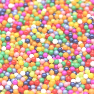 NON-EDIBLE 2mm Rainbow Glass Nonpareil Sprinkles - Fake Bake Sprinkles, Deco Sugar Pearls, No Hole Beads, Caviar Beads, Faux Jimmies - NP35