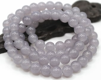 Bulk 50 Gray Round Glass Beads - 10mm Light Gray Round Jewelry Beads - BH30