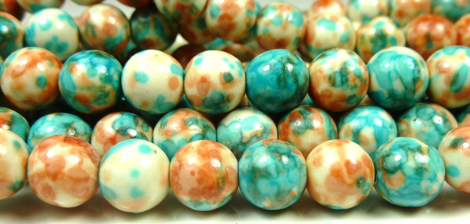 10mm Rain Flower Stone Ocean Jade Round Gemstone Beads 19pcs Etsy