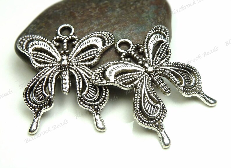 Bulk 18 Butterfly Pendants 27x24mm Antique Silver Tone Metal Etsy