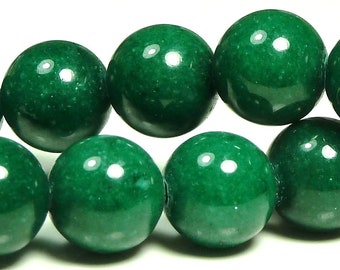6mm Dark Green Mashan Jade Round Gemstone Beads - 16 Inch Strand - BB26
