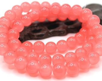 10mm Light Coral Round Glass Beads - 20 Pieces - Coral Pink, Salmon Pink Beads - BK27