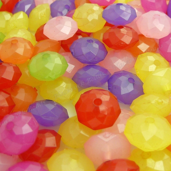 Assorted Rondelle Acrylic Beads - 20pcs - 10x6mm - Faceted Beads, Spacer Beads, Flat Round Beads, Abacus - BP33