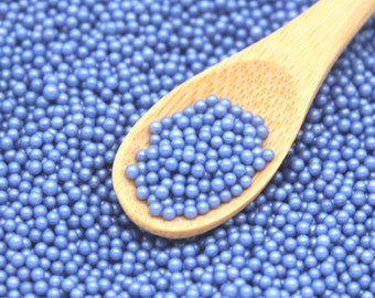 NON-EDIBLE 2mm Fog Blue Glass Nonpareil Sprinkle Beads - Fake Bake Sprinkles, Deco Sugar Pearls, Caviar Beads, Faux Jimmies - NP71