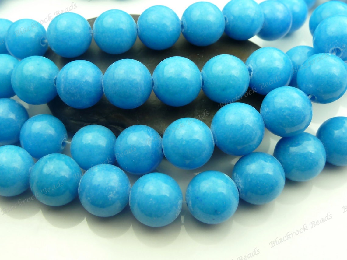 35pcs 10mm Natural Blue Chalcedony Beads Gemstone