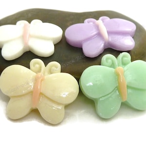 Butterfly Resin Cabochons - 4pcs - Assorted Colors, Flatback Cabs, Scrapbook Embellishments - 16x22mm - BP3