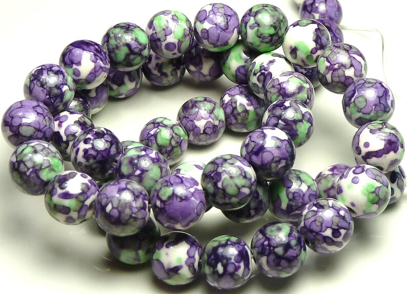 10mm Rain Flower Stone Ocean Jade Round Gemstone Beads 19pcs Etsy
