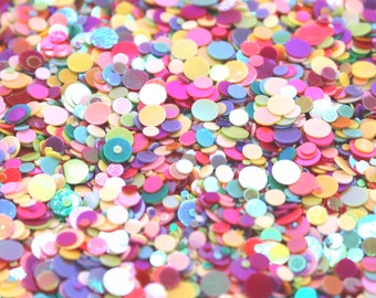 Mixed Color Rainbow Glitter Discs - Shimmering Iridescent AB Chunky Color Shift Glitter Discs, Solvent Resistant, 10/20/30 Grams - BGL9