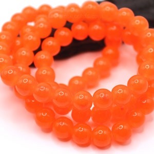 10mm Orange Round Glass Beads - 20 Pieces - Orange Jewelry Beads - BK32