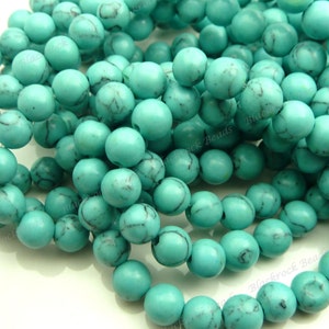 6mm Turquoise Blue Howlite Round Gemstone Beads 16 Inch Strand BG8 Bild 3