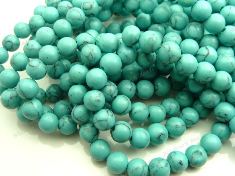 6mm Turquoise Blue Howlite Round Gemstone Beads 16 Inch Strand BG8 Bild 3