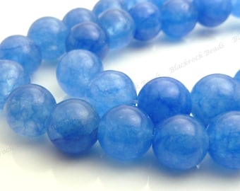 10mm Dark Cornflower Blue Round Gemstone Beads - 15.5 Inch Strand - BE19