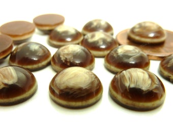 50 Pieces - Chocolate and Vanilla Swirl Flatback Resin Cabochons - 10mm Flat Round Cabs - BK32