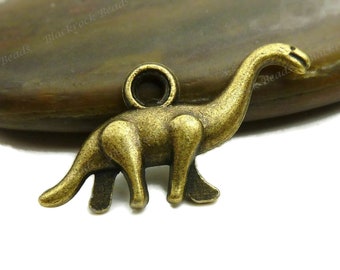 Bulk 30 Dinosaur Charms - Double Sided - Antique Bronze Tone - 14x26mm, Jewelry Findings, Dinosaur Pendants - BA6