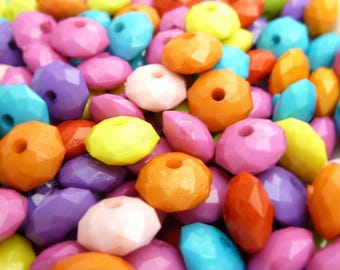 Assorted Rondelle Acrylic Beads - 20pcs - 12x6mm - Faceted Beads, Spacer Beads, Flat Round Beads - BP23