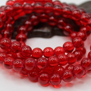 Bulk 50 Garnet Red Opalite Round Glass Beads - 8mm Dark Red Opalite Jewelry Beads - BG13
