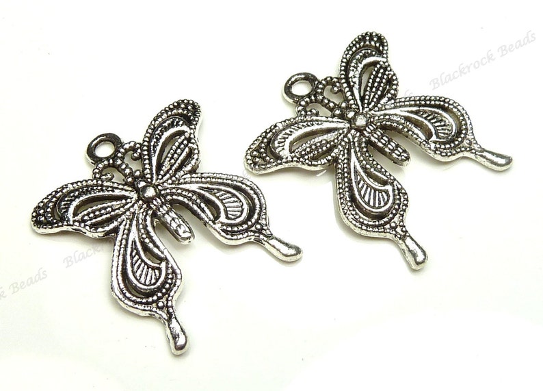 Bulk 18 Butterfly Pendants 27x24mm Antique Silver Tone Metal Etsy
