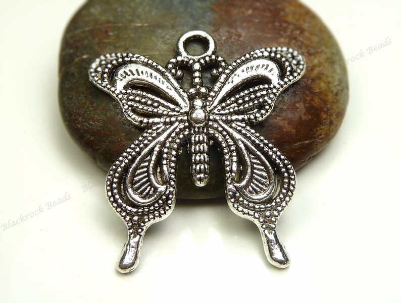 Bulk 18 Butterfly Pendants 27x24mm Antique Silver Tone Metal Etsy