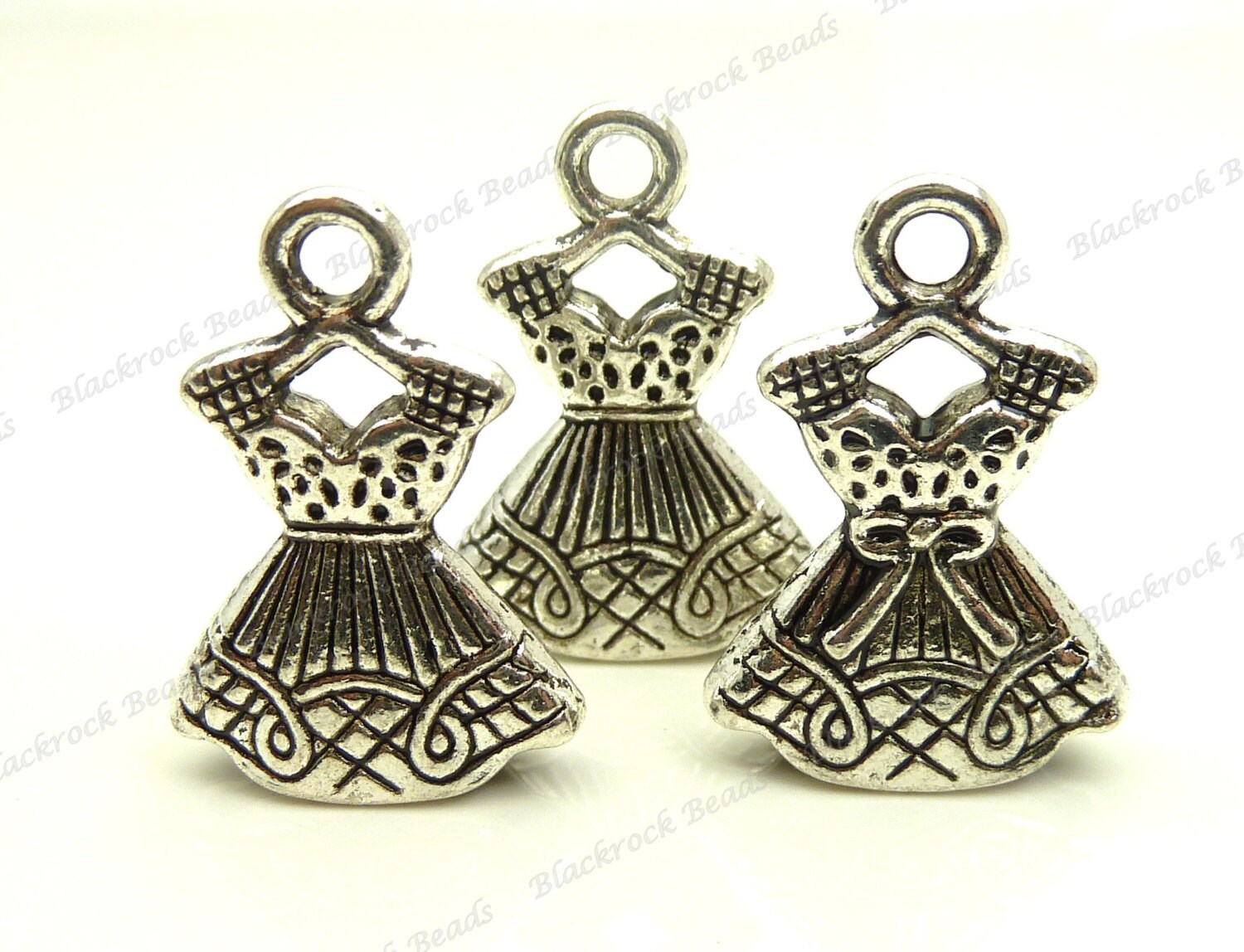 Bulk 18 Dress Charms 3D and Double Sided Antique Silver Tone Etsy