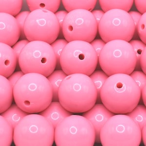 20mm Pink Chunky Bubblegum Beads - 10pcs - Candy Color Gumball Beads, Large Round Acrylic Beads, Beadable Pen Beads, 2.5mm Bead Hole - BR2-1