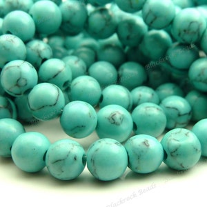 6mm Turquoise Blue Howlite Round Gemstone Beads 16 Inch Strand BG8 Bild 1