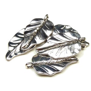 Antique Silver Tone Metal Leaf Pendants 31x18mm 10pcs - Etsy