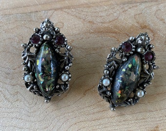 Selro Deep Grey Confetti Clip on Earrings