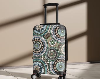 Aboriginal Dot Journey Suitcase | Layered Circular Pattern Travel Luggage
