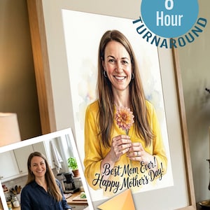 Aangepast aquarelportret, foto naar kunst aandenken (digitaal cadeau), 8 uur levertijd afbeelding 1