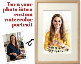 Retrato personalizado en acuarela, recuerdo artístico a partir de una foto (regalo digital), entrega en 8 horas.