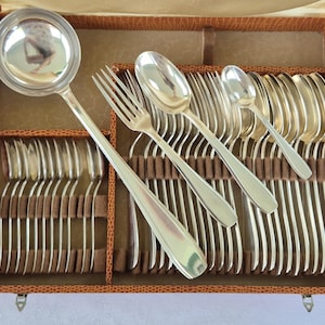 Vintage fransk SFAM försilvrad bestickset - 37 delar i originalfodral - Franskt silver - Utmärkt skick - 84g försilvrad